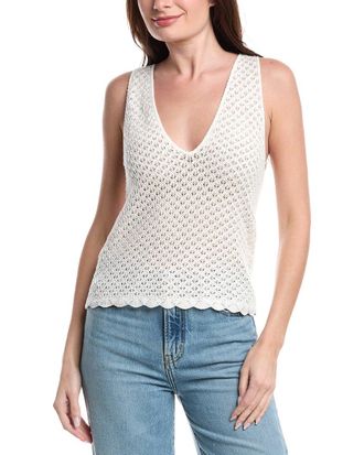 Alice & Olivia Alice + Olivia Annalise Pointelle Linen-Blend Tank