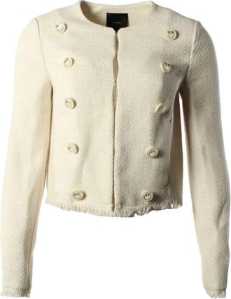 Pinko Beige Jas met Metallic Accenten - Dames - Zomerjassen - Beige - XS - Katoen - Jassen