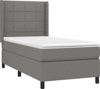 vidaXL Vidaxl - Cama Box Spring Colch&oacute;n Y Luces Led Tela Gris Oscuro 80x200 Cm