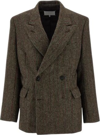 Maison Margiela Gestreepte Blazer - Dames - Blazers - Bruin - XS - Wol - Jassen