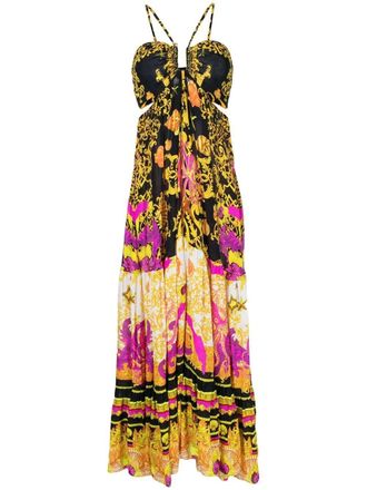 Camilla printed gathered cut-out dress - women - Silk - M - Multicolour