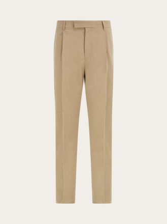 Ferragamo Men Silk and wool tailored trouser Beige