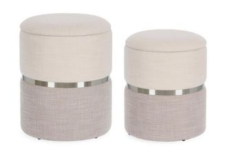 Konte Design Lote de 2 pufs de tela beige y gris