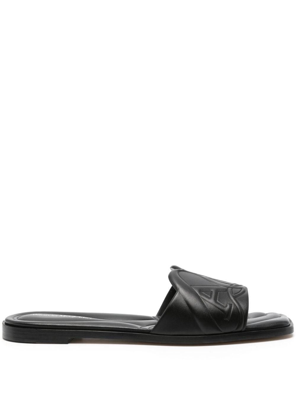 サンダル・ミュール alexander mcqueen Black leather Wave slippers サンダル・ミュール mcqueen leather slippers alexander Wave Black