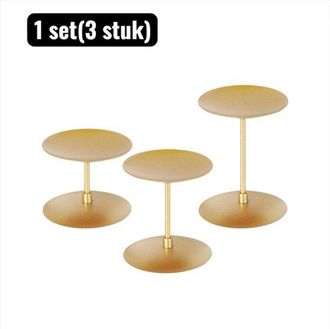 OEM Juego (3 Piezas), Portavelas, Portavelas De Metal Negro Mate, Portavelas Industrial Para Velas Gruesas Y Velas Peque&ntilde;as, Dorado
