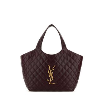 Saint Laurent Burgundy Nappa Leather Medium Icare Shopping Bag