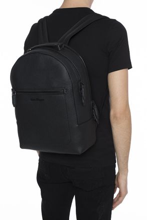 Ferragamo Backpack With Metal Logo, Mens, Black