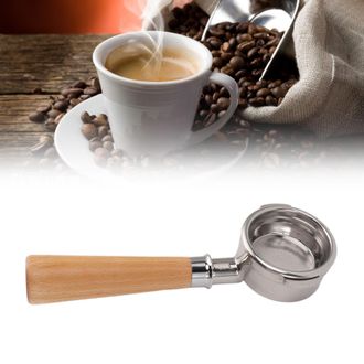 Infinite Portafiltro De Caf&eacute; Extra&iacute;ble, Sin Fondo, Fabricado En Madera De Haya, Tipo A2, 58 Mm, Compatible Con Breville, Mango De Acero Inoxidable, Soporte De 