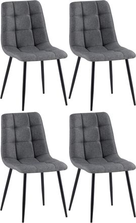 Clp Set de 4 sillas con patas de metal y asiento en tela gris oscuro