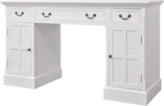 vidaXL Vidaxl - Escritorio De Pedestal Doble Blanco 140x48x80 Cm