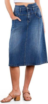 Wash Lab Denim Penelope Denim Midi Skirt in Shine Blue at Nordstrom, Size 31