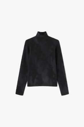 Ganni Black Sheer Turtleneck - Size XXS Alpaca