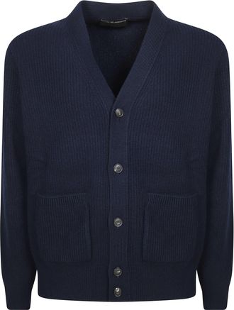 FILIPPO DE LAURENTIIS Coste Inglese Deep V-Neck Ribbed Cardigan