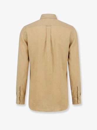 Polo Ralph Lauren Mens Linen Shirt With Logo Embroidery Beige