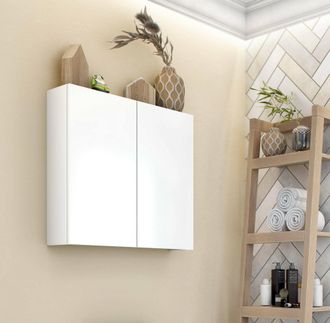 Dmora Mobile Pensile Apollosa, Armadietto Sospeso, Mobiletto A Muro, Armadio Ausiliario Multifunzione, 60x16 H60 Cm, Bianco Lucido - Dmora