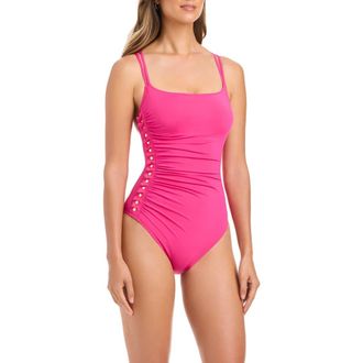 Bleu Rod Beattie Ruffle One-Piece Swimsuit in Pink Punch at Nordstrom, Size 12