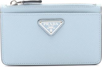 Prada Blue Saffiano Triangle Coin Purse/Coin Case (Pre-Owned)