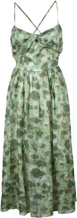 Department Five Lange Garzato Jurk met Zakken - Dames - Casual kleedjes - Groen - S - Kleedjes