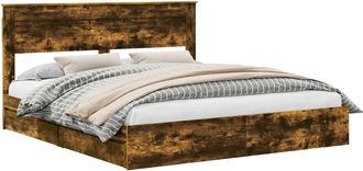 vidaXL Letto Con Contenitore Con Cassetto Rovere Fum&eacute; 180 X 200 Cm Vidaxl