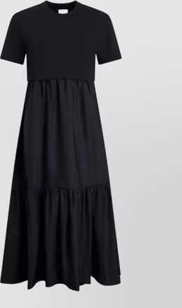 Patou poplin volume midi dress crew neck