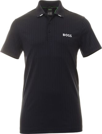 HUGO BOSS Mens Paddytech Black Stretch Poly Short Sleeve Polo T-Shirt