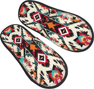Generic Fluffy House Shoes Native American Pattern print Mens Slipper Cosy Womens Slippers for Ladies Travel Winter L