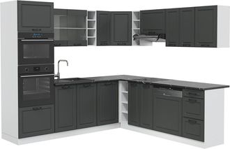 Vicco Cocina Esquinera R-line, Antracita Casa De Campo/blanco, 237 X 247 Cm, Et Antracita