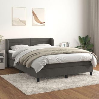 vidaXL Cama Box Spring Con Colch&oacute;n Terciopelo Gris Oscuro 140x200 Cm Vidaxl