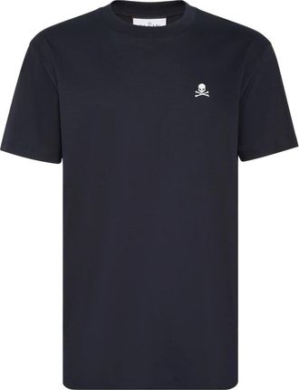 Philipp Plein Tops, Heren, Blauw, 3Xl, Katoen, Basic T-shirt met Ronde Hals Skull