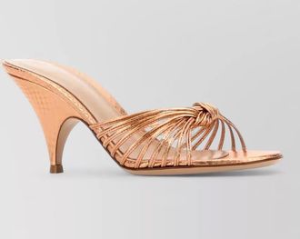 Gianvito Rossi mal&egrave; leather mules metallic kitten heel