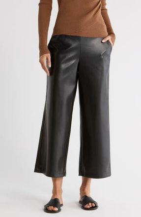 Max Studio Faux Leather Crop Wide Leg Pants in Black at Nordstrom Rack, Size X-Small