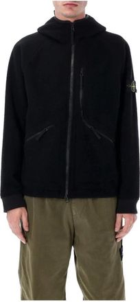 Stone Island Textured Zip-Up Hoodie - Heren - Vesten met rits - Zwart - XL - Hoodies & sweatvesten