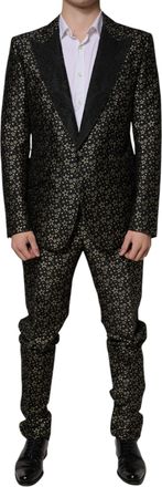 Dolce & Gabbana Black Stars Jacquard SICILIA 2 Piece Mens Suit