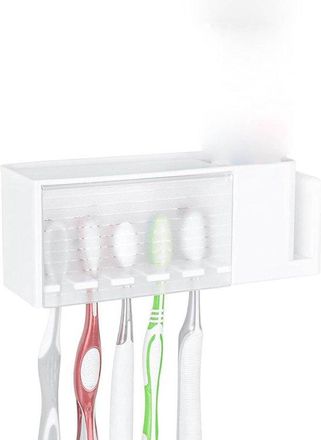 OEM Soporte Para Cepillos De Dientes Con 5 Compartimentos Para Montaje En Pared Y Tapa, Organizador Multifuncional De Pl&aacute;stico Pasta Dientes (blanco)
