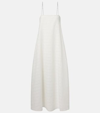 Asceno Melfi checked linen and cotton maxi dress