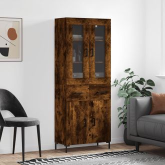 Berkfield Home Highboard Smoked Oak 69.5x34x180 cm Engineered Wood in Brown
