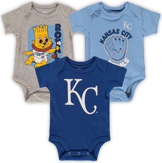 Outerstuff Infant Royal/Light Blue/Heathered Gray Kansas City Royals 3-Pack Change Up Bodysuit Set at Nordstrom, Size 6-9M