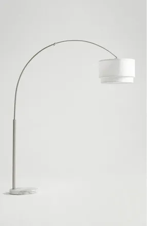 Brightech Mason 81 LED Arc Floor Lamp with Heavy-Weighted Marble Base in Metallic Silver at Nordstrom