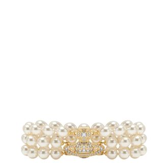 Vivienne Westwood Graziella Three Row Pearl Bracelet - Dames - Armbanden - Veelkleurig - M - Accessoires