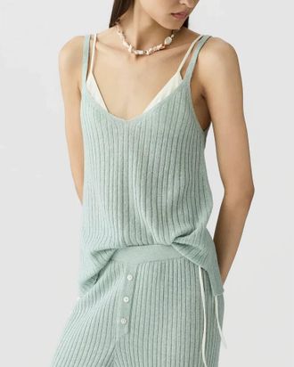 Guest In Residence Breezy Rib Tank Top In Sage Brush