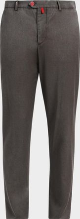 Kiton Men & apos;s Washed Wool Straight Leg Trousers