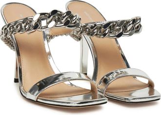 Michael Kors Bianca Sandals Womens Silver Leather Stiletto Heel HAWK1455
