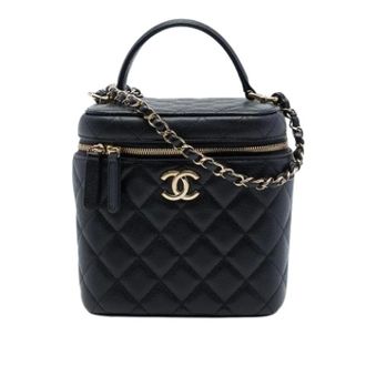 Chanel Pre-owned Quilted Caviar Satchel - Dames - Pre-owned - Zwart - Maat: ONE Size Leer