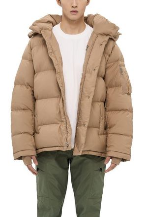 AlphaStyle Minto Mens Detachable Hood Puffer in Beige at Nordstrom, Size 3X-Large