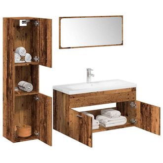 Berkfield Home 5 Piece Bathroom Furniture Set Old Wood Engineered Wood in Brown