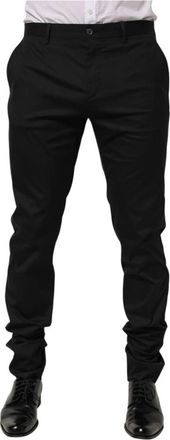 Dolce & Gabbana Dress Pants - Heren - Slim Fit Broeken - Zwart - L - Katoen - Broeken