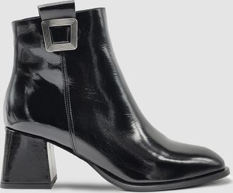 Aga Womens Karolina Leather Booties In Shiny Black
