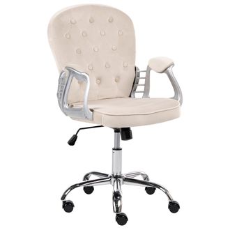 Beliani Silla De Oficina De Terciopelo Giratoria Ajustable Con Respaldo De Capiton&eacute; Gris Pardo Princess