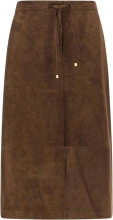 Max Mara S SmmGazza Midi Skirt - female - Max Mara - Leather Skirts - Brown - 2XS - Skirts