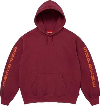 SUPREME FW26 Washed Logo Hooded Sweatshirt Cardinal FW26SW40-CDL